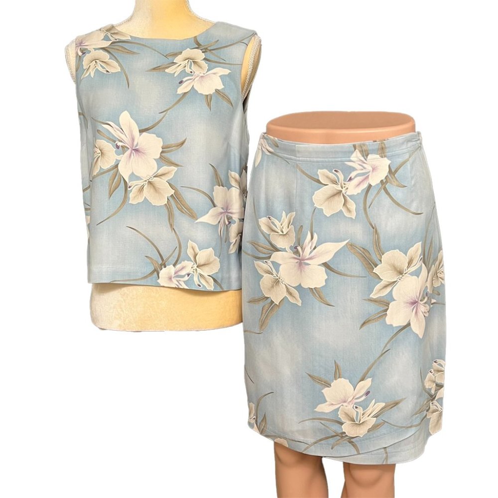 Tommy Bahama 2 Piece Silk Top and Skirt Women Size Small
